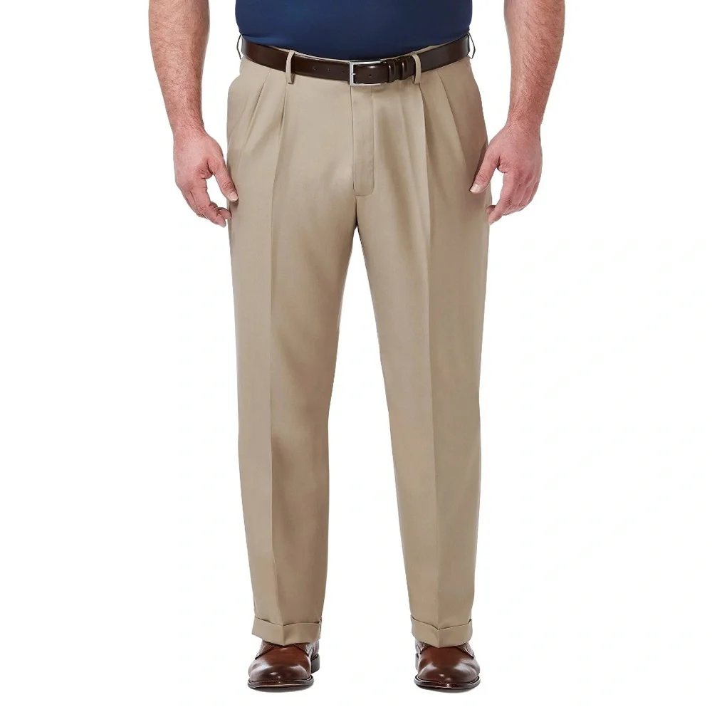Haggar Sz 42W 30L Black Label Wrinkle Free Classic Fit Pockets Dress Khaki Pants